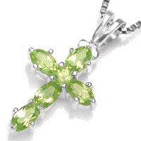 Kors med 6 Peridot 25mm uk�de (122)