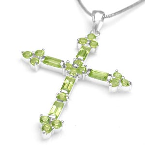 Kors med 21 Peridot 49mm uk�de (325)