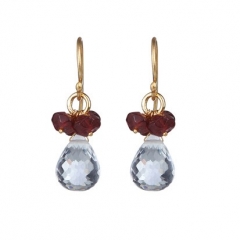 �reringe med Hvid Kvarts og r�d Garnet