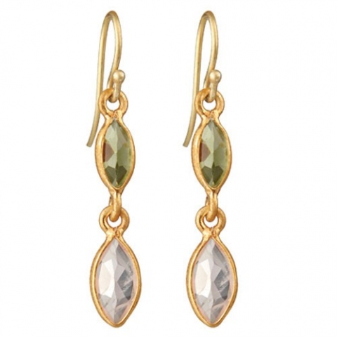 �reringe med Peridot og Hvid Kvarts pr par (1770)