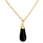 Vedh&aelig;ng med Sort Onyx - 28mm - m/k&aelig;de