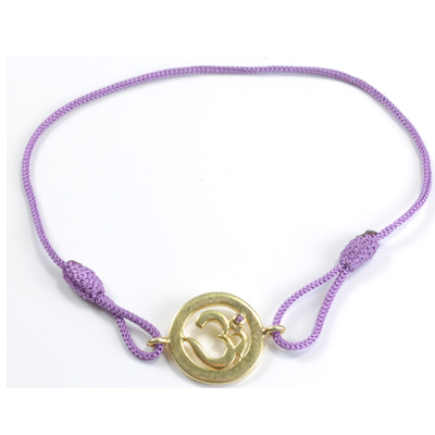 Chakra Aum Armbånd - 7 Chakra - med Ametyst - 14mm - Forgyldt