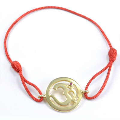 Chakra Aum Armbånd - 1 Chakra - med Rubin - 18mm - Forgyldt