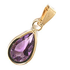 Guld vedh�ng med Ametyst 16mm uk�de (1714)