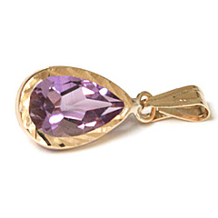 Guld vedh�ng med Ametyst 16mm uk�de (1636)