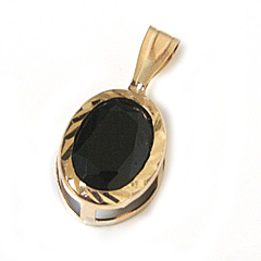 Guld vedhæng med Safir 15mm ukæde (1710)