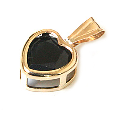 Guld vedhæng med Hjerte i Safir 13mm ukæde (1711)