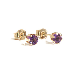 Guld �restikker med Ametyst �3mm pr par (2222)