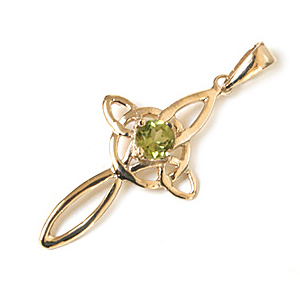 Keltisk Guldkors med Peridot 31mm uk�de (2299)