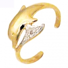 T&aring;ring Guld med Delfin og Diamant