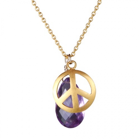 Vedh�ng med Ametyst og Peace tegn m k�de (1916)