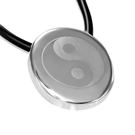 Vedhæng med Yin Yang - 20mm - m/gummikæde