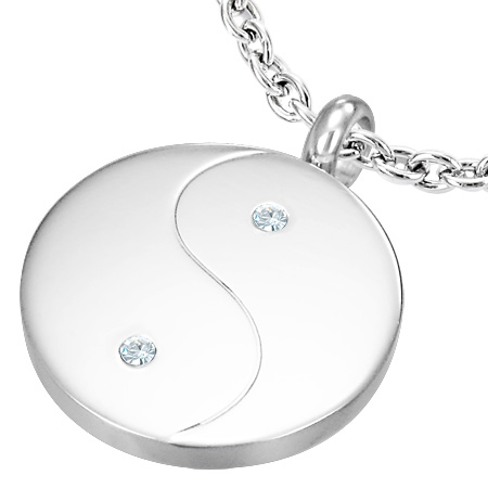 Vedhæng med Yin Yang i stål - 33mm - u/kæde