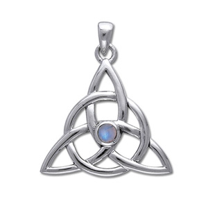 Vedhæng med Triquetra - Treenighedssymbolet og Månesten - 35mm - u/kæde