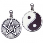 Vedh&aelig;ng med Pentagram og Yin Yang - 34mm u/k&aelig;de