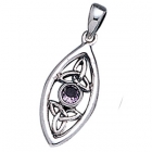 Vedh&aelig;ng med Triquetra - Treenighedssymbolet og Ametyst - 32mm - u/k&aelig;de
