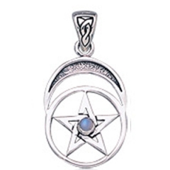 Vedh�ng med Pentagram og M�nesten - 26mm - u/k�de