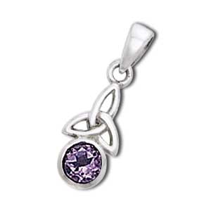 Vedh�ng med Triquetra Treenighedssymbolet og Ametyst 24mm uk�de (2464)