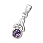 Vedh&aelig;ng med Triquetra - Treenighedssymbolet og Ametyst - 24mm - u/k&aelig;de