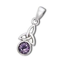 Vedh�ng med Triquetra - Treenighedssymbolet og Ametyst - 24mm - u/k�de