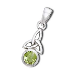 Vedh�ng med Triquetra Treenighedssymbolet og Peridot 24mm uk�de (2460)