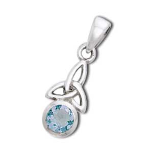 Vedhæng med Triquetra - Treenighedssymbolet og Blå Topas - 24mm - u/kæde