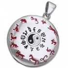  Vedh&aelig;ng med Yin Yang og den Kinesiske dyrekreds - 38mm - u/k&aelig;de