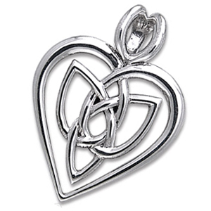 Vedh�ng Hjerte med Triquetra Treenighedssymbolet 29mm uk�de (2602)