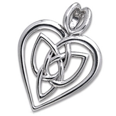 Vedh�ng Hjerte med Triquetra - Treenighedssymbolet - 29mm - u/k�de