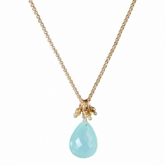 Vedh�ng med Prehnite Calcedon - 25mm - m/ k�de