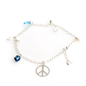 Ankelkæde med Peace Symbol 30cm (2532)