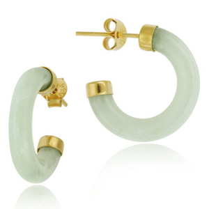 Øreringe Hoops med Grøn Jade - Ø18mm - pr sæt