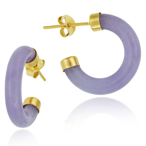 �reringe Hoops med Lilla Jade �18mm pr s�t (788)