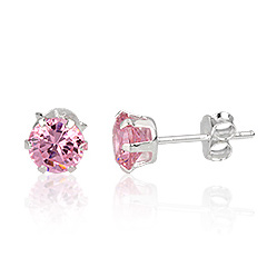 �restikker med Lyser�d Zirkonia �4mm pr par (2831)