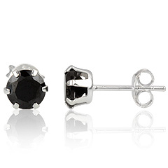 Ørestikker med Sort Zirkonia Ø6mm pr par (2832)