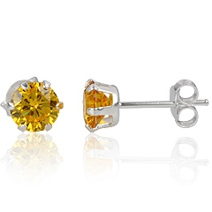 �restikker med Gul Zirkonia - �6mm - pr par