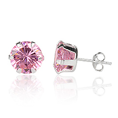 Ørestikker med Pink Zirkonia - Ø8mm - pr par