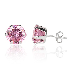 �restikker med Pink Zirkonia - �8mm - pr par