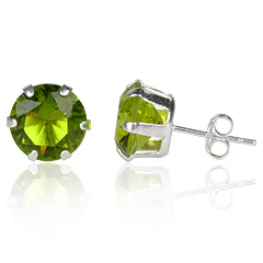 Ørestikker med Grøn Zirkonia - Ø10mm - pr par