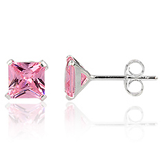 Ørestikker med Pink Zirkonia - Ø4mm - pr par