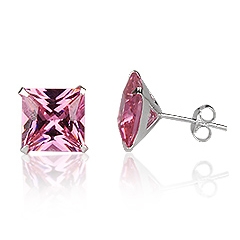 �restikker med Pink Zirkonia - �8mm - pr par