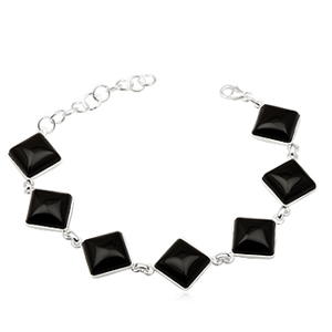 S�lvarmb�nd med Sort Onyx (873)