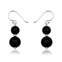 Øreringe med Sort Onyx 28mm pr par (1128)