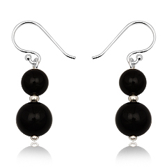 Øreringe med Sort Onyx 32mm pr par (1127)