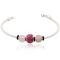 L�derarmb�nd med Charm led og Rosakvarts kugler