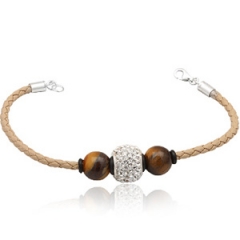 L�derarmb�nd med Charm led og Tiger�je kugler