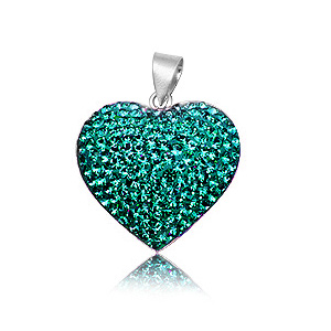smykker-online.dk  Hjerte vedh&aelig;ng med Swarovski krystaller - 26mm - u/k&aelig;de
