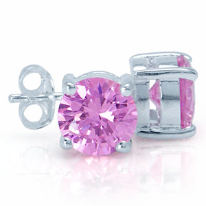 Ørestikker med Pink Zirkonia - Ø8mm - pr par