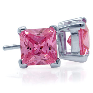 �restikker med Pink Zirkonia �8mm pr par (1970)