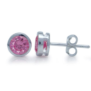�restikker med Pink Zirkonia �5mm pr par (1921)